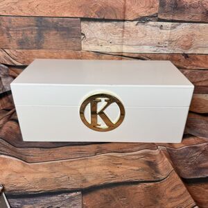 K Initial White Jewelry Storage Trinket Box FAB Starpoint 9 1/2 X 4 1/2 X 3 3/4
